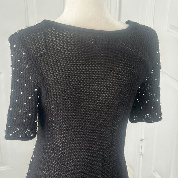 Jennifer Lopez Black Studded Open Weave Tunic Sweater Top Sz M - Picture 13 of 15
